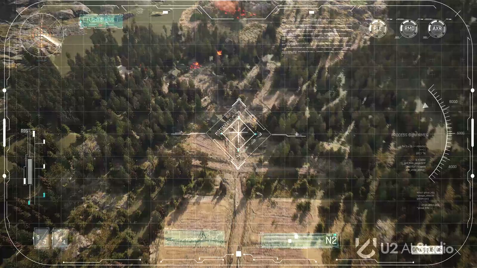 Reconnaissance sensor view with map overlay
