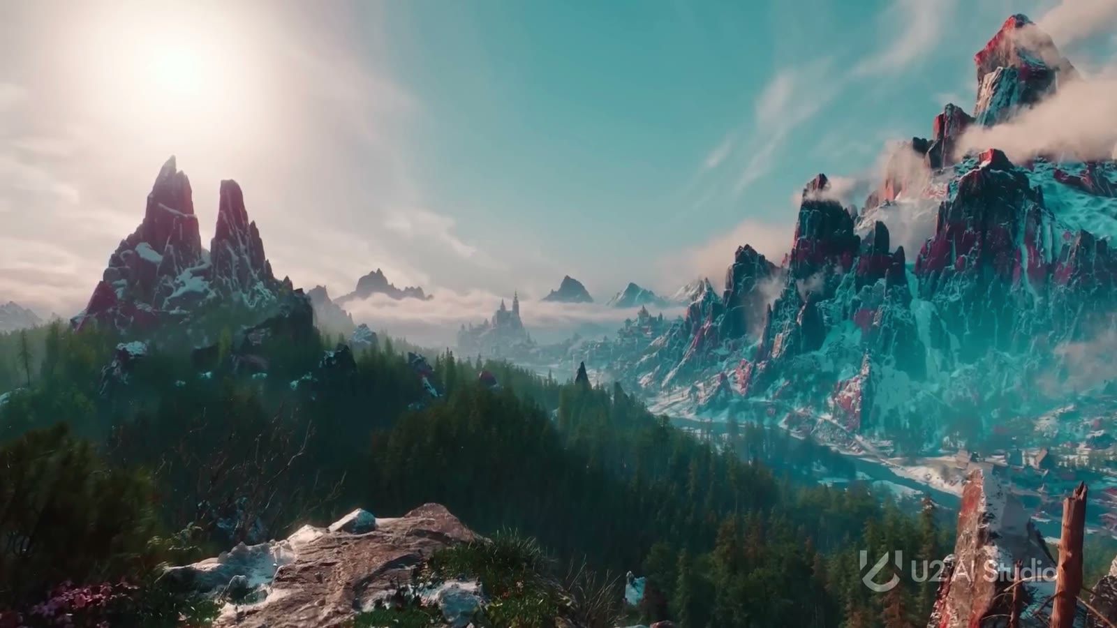 Photoreal terrain rendered in the engine